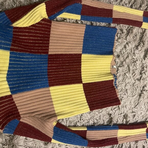 Find Me Now - Sahn Zip Up Checkerboard Cardigan - Moonstone - Picture 5 of 9